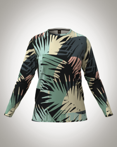 Лонгслив женский "тропики на закате" классический 3D, туника, футболка с длинным рукавом