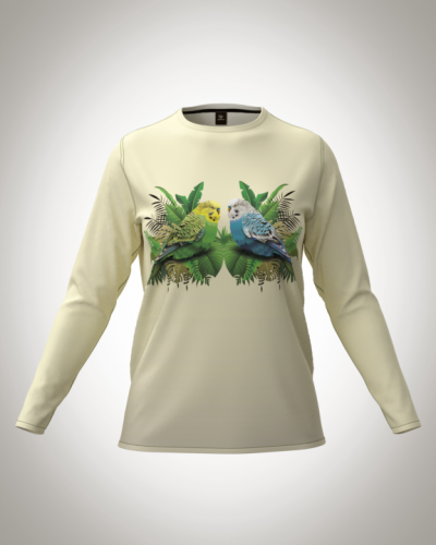 Лонгслив женский "попугаи" классический 3D, туника, футболка с длинным рукавом