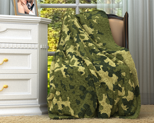 Плед "Хаки зеленый 1" с мягким ворсом, плюшевый на диван в детскую
